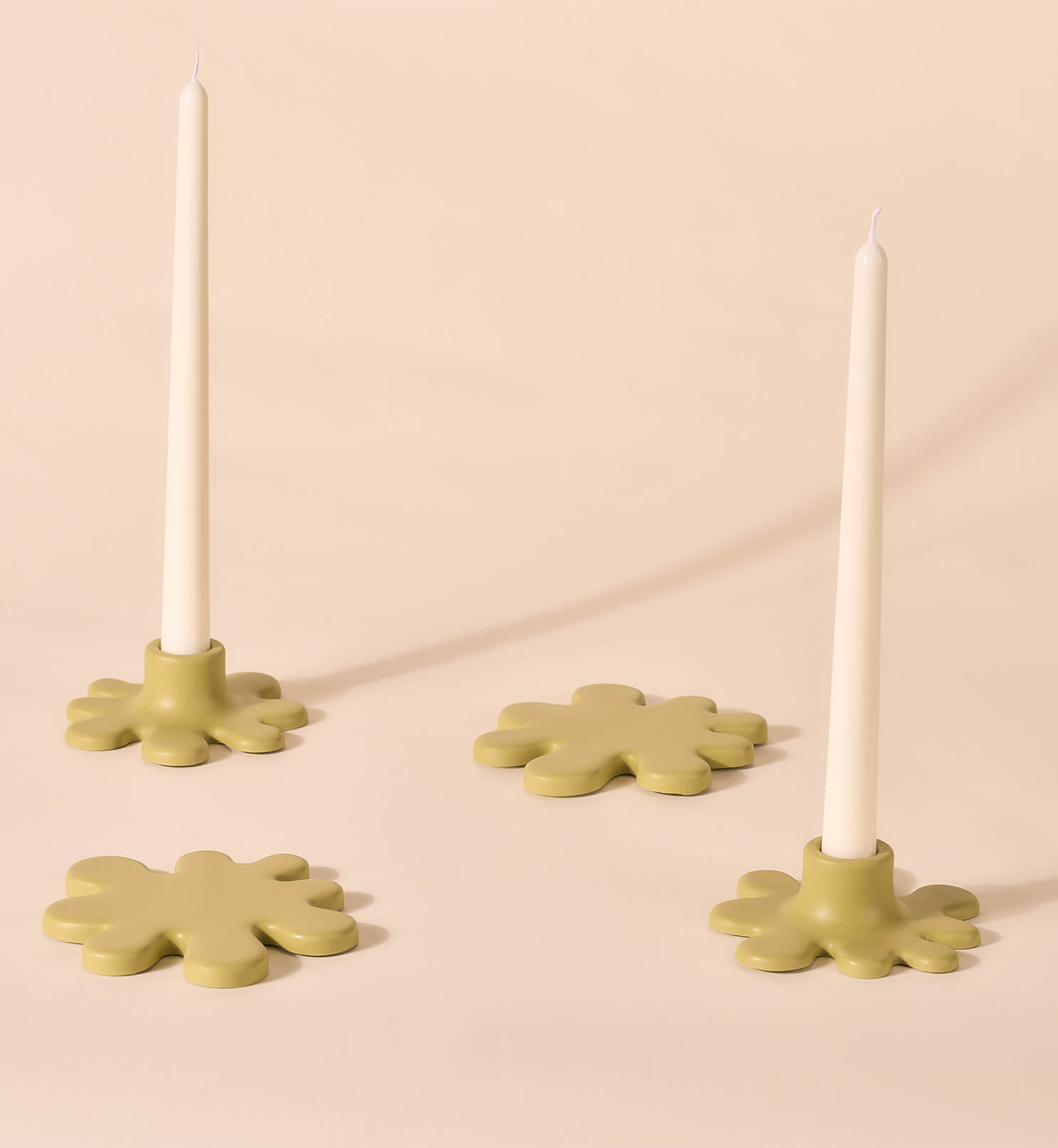 Porta velas manchas pintura verde oliva